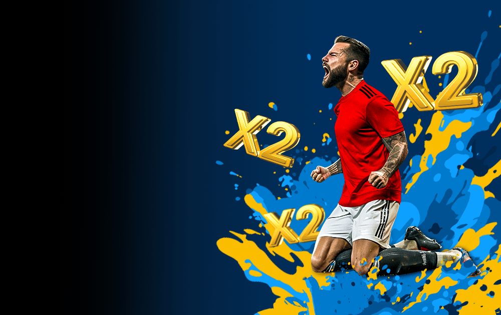Footballer celebrating a goal, illustrating a sports-focused promotional campaign