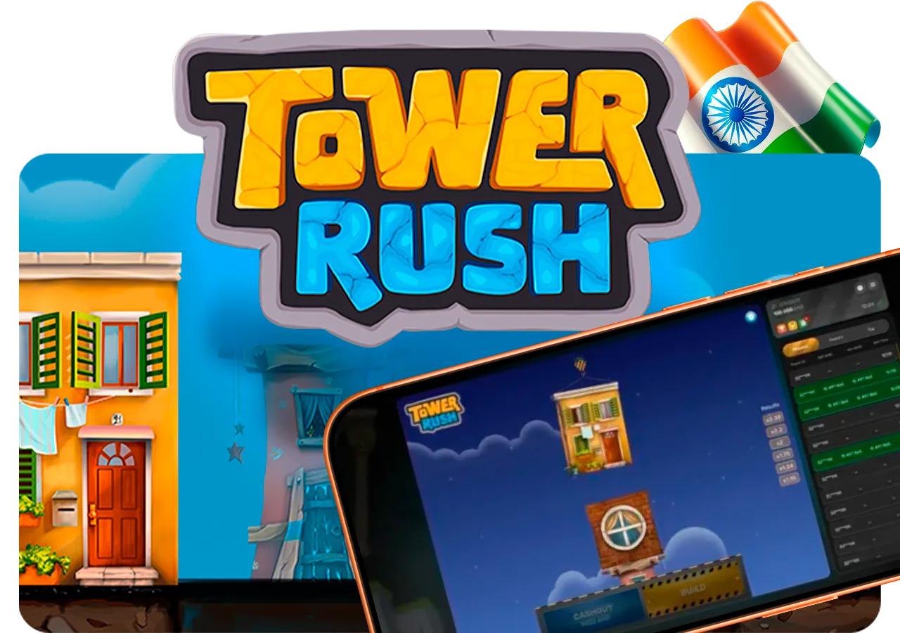 Tower Rush slot logo with a climbing tower theme